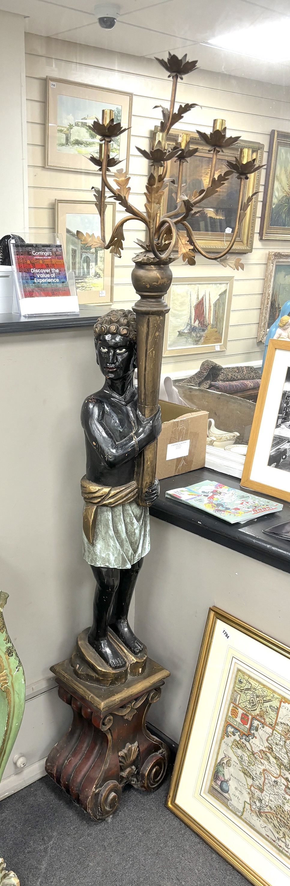 A pair of Blackamoor floor lamps, height 195cm